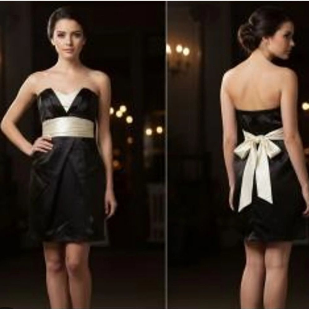NWT Vintage Charlotte Russe Black/Ivory Strapless Mini Semi Formal Dress